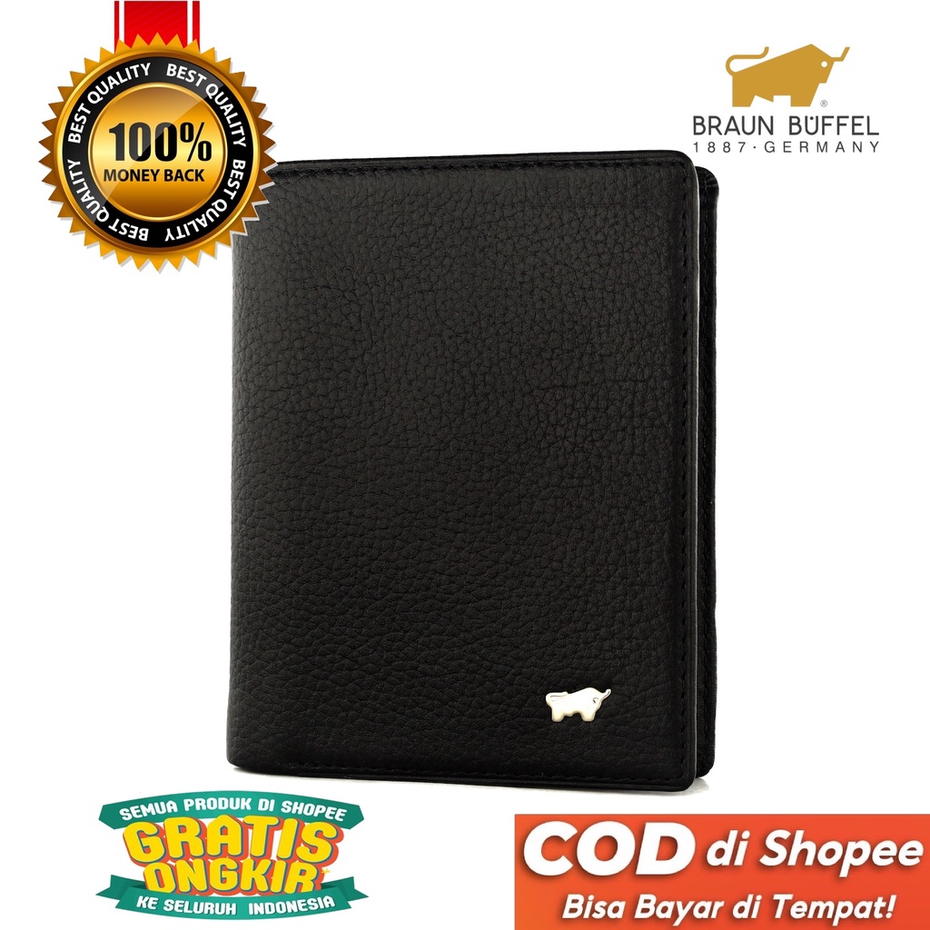 TOKOKOE - Dompet Pria model Berdiri bahan Kulit Premium Dompet Lipat - BB 101 Black