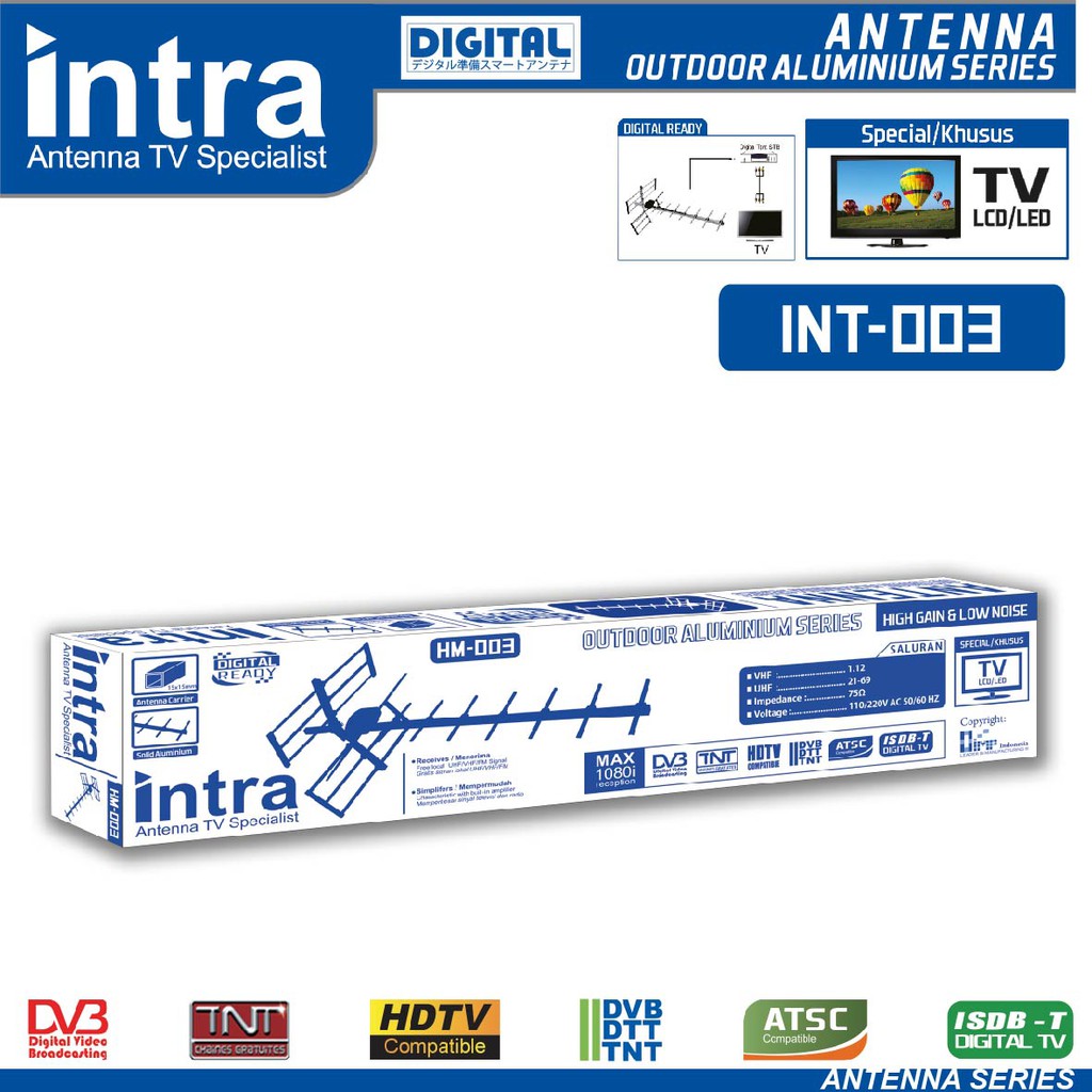 Antena Digital Luar Intra 003 FREE KABEL 13 m / Antena Outdoor INT-003