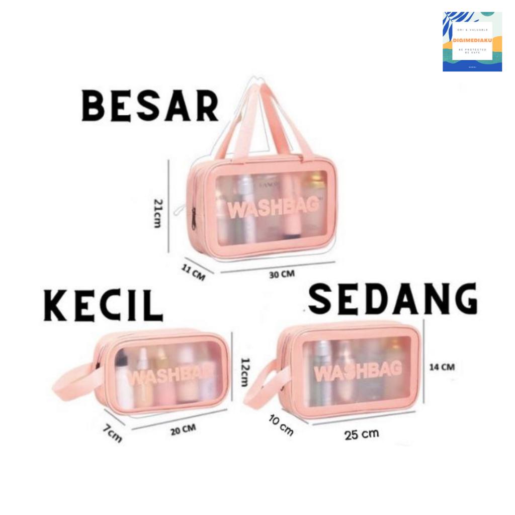 Tas Kosmetik Tas WASHBAG Travel Pouch Make Up Organizer Transparan Waterproof Portable WASHBAG Murah Bagus