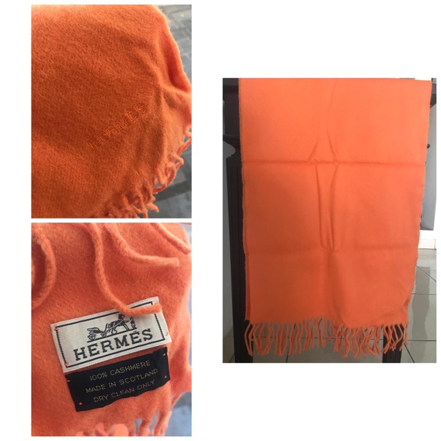 Hermes Cashmere Shawl Orange Preloved
