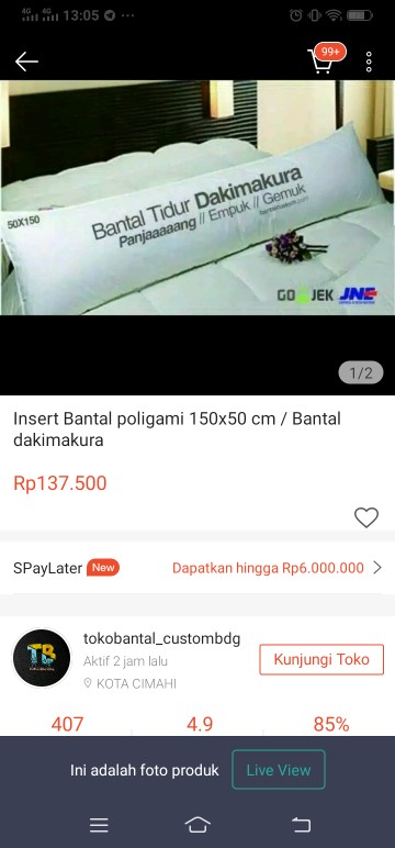 Insert Bantal Poligami 150x50 Cm / Bantal Dakimakura