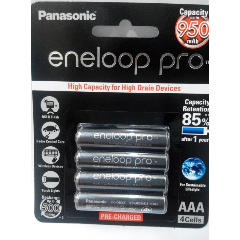 cahjer + baterai Panasonic Eneloop Pro Hitam AAA isi 4