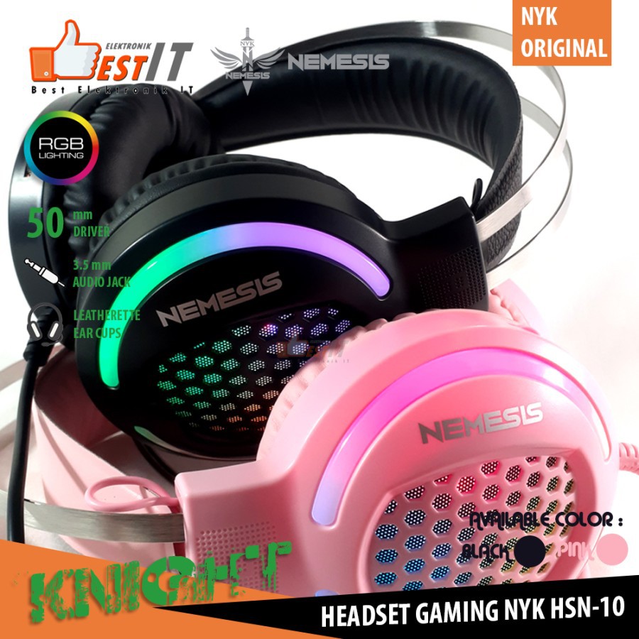 Headset Gaming NYK HSN-10 KNIGHT Original Include Audio Spliter