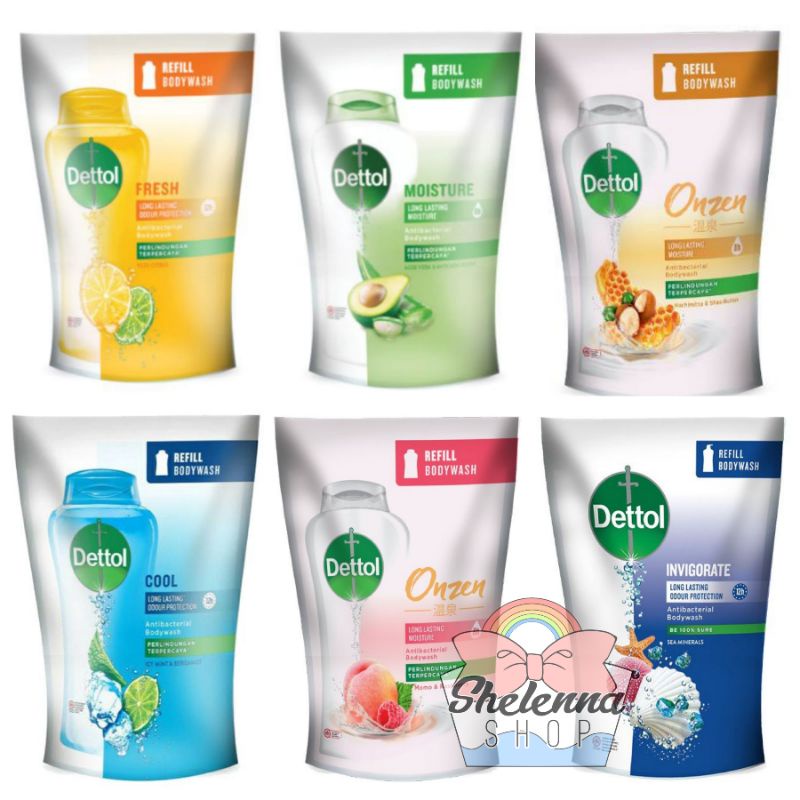 DETTOL Bodywash 410gr  Lasting Fresh / YUZU LEMON / COOL SKIN CARE PINK SENSITIF UNGU sabun mandi