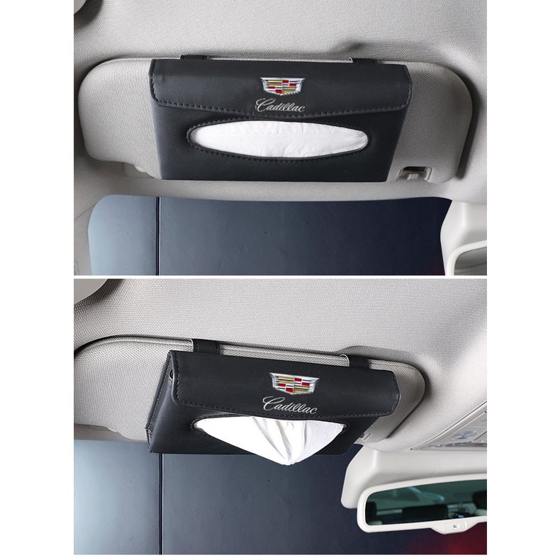 (G-CLUB) Kotak Tisu Bahan Kulit Untuk Sun Visor Mobil Cadillac ATSL Xt4 Xt5 XT6 XtS Ct6 Xt5 XT6 XT6