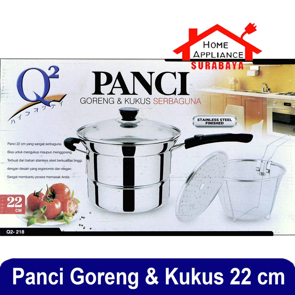 Deep Fryer Pan 22 CM Multifungsi 3 IN 1 - Panci Kukus Goreng Rebus Serbaguna - Panci Korea Q2 218