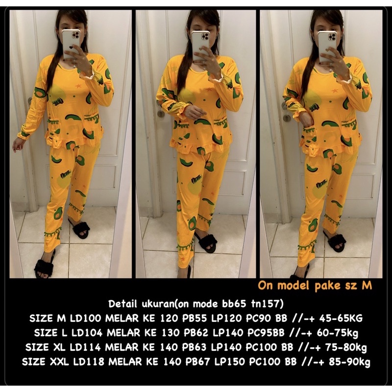 BAJU TIDUR LENGAN PANJANG LEISURE VOGUE DLL KOREA IMPORT CINA WANITA KADO PP PIYAMA REMAJA DEWASA-PPO-009 AVOCADO / M