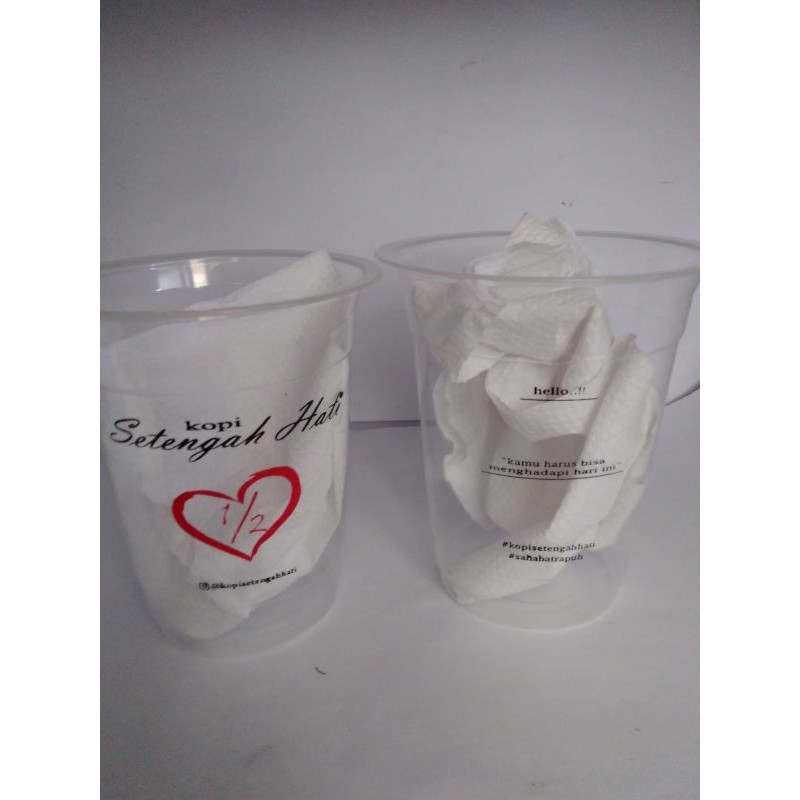 sablon gelas cup plastik 12oz 14oz 16oz7 gram 2 warna, minimal order 500pcs