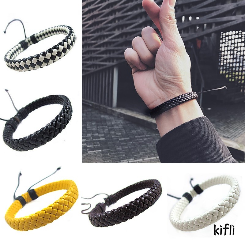 Gelang Pria,Tenun Tangan,Kulit Bangle,Perhiasan Yang,Dapat Disesuaikan