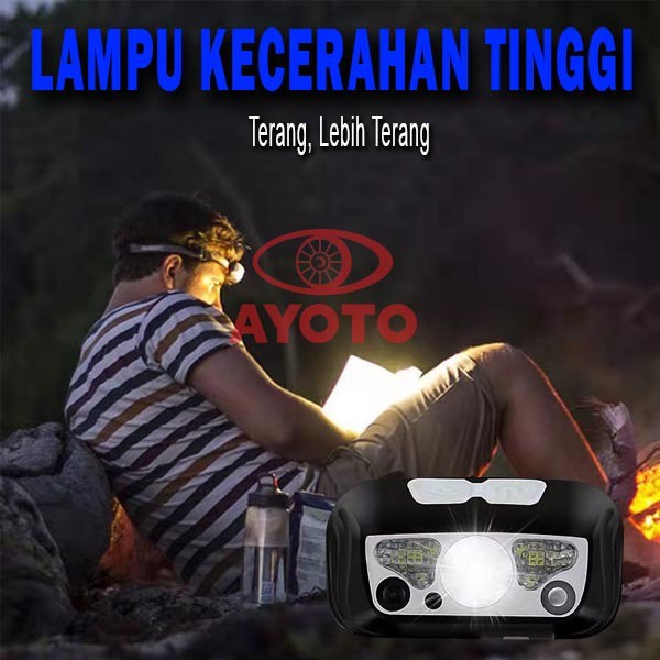 LAMPU LED MINI SENTER KEPALA 5 Mode USB Charger Multi Fungsi Anti Air Sensor Tangan