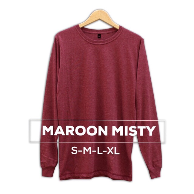  Kaos  Polos  Lengan  Panjang  Maroon Misty Cotton Combed 30s 