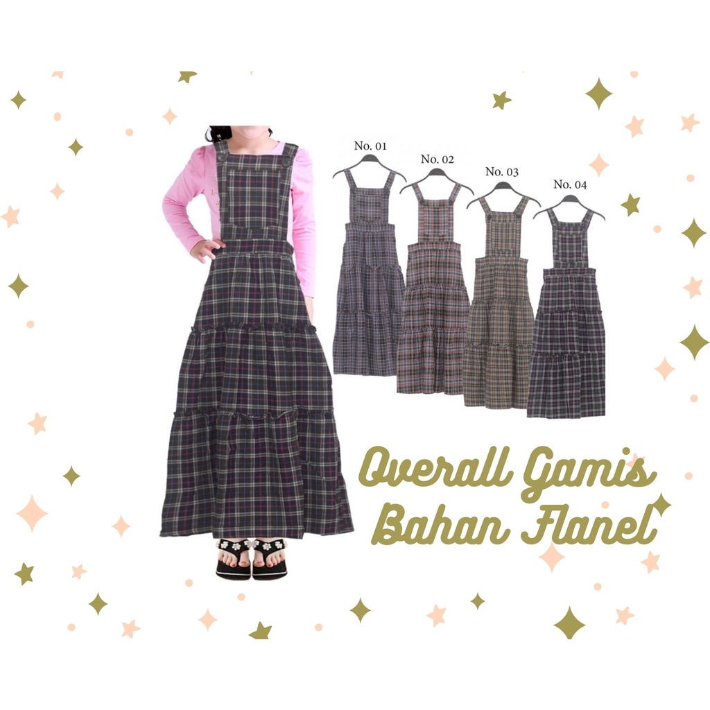 Gamis Overal Anak Bahan Katun cigaret polos usia anak 5-10tahun