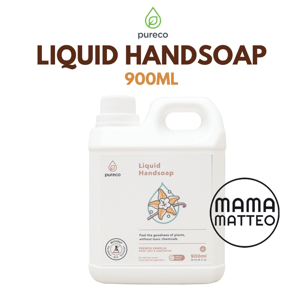 PURECO Liquid Handsoap Vanilla 900ml Sabun Cuci Tangan Refill Size