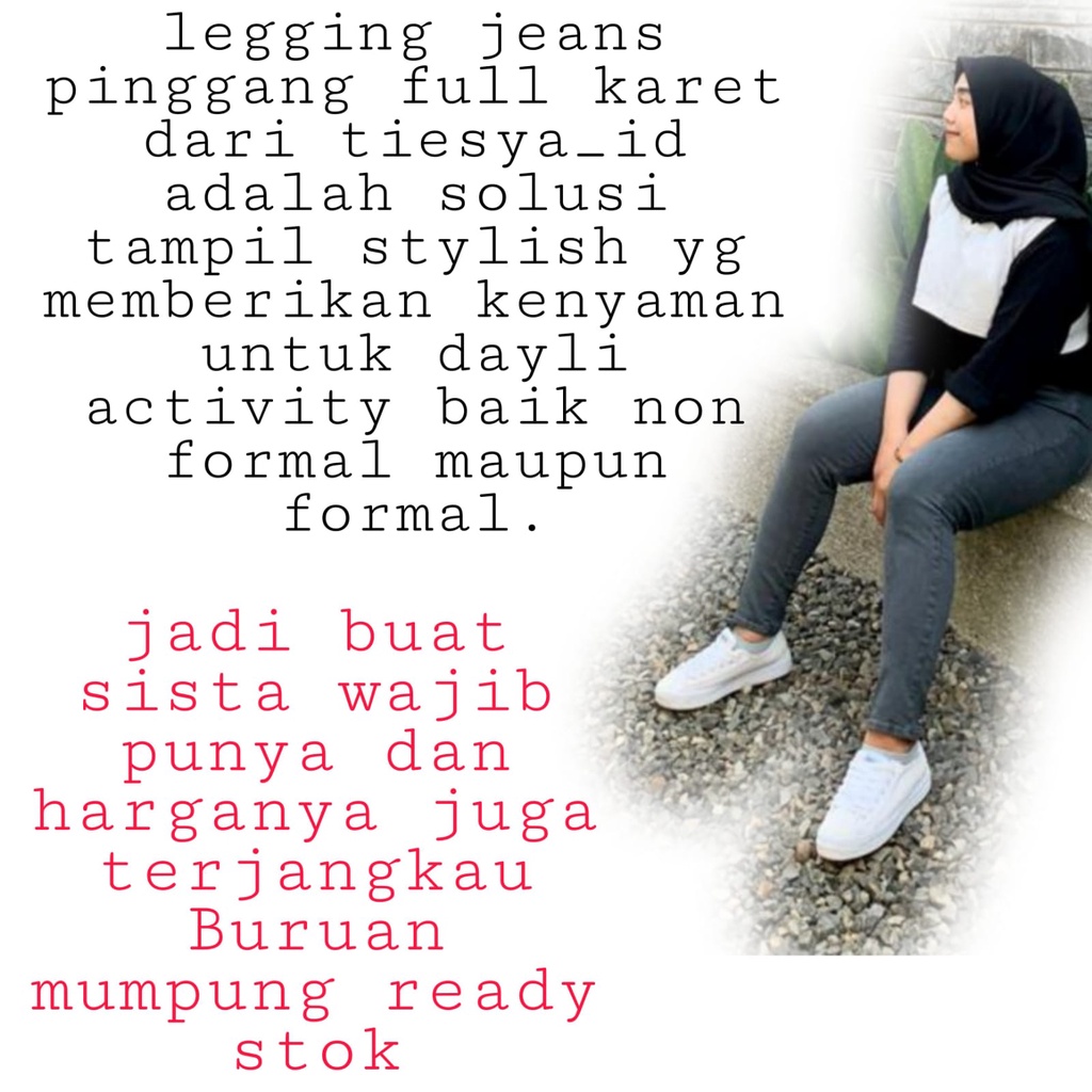 Play Jeans - Celana Jeans Pinggang Full Karet Celana Jeans Wanita Legging Jeans Jumbo Size 31-42