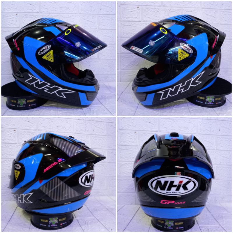 NHK HELM GP1000# DELTA 3 BLACK BLUE/PAKET GANTENG DOUBLE VISOR