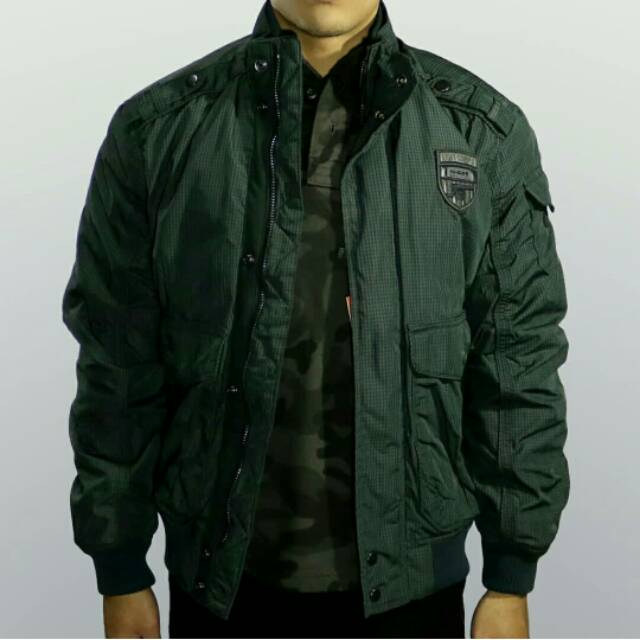 Jaket Bomber Original MGee 3451C Outdoor Jacket Cross - Green and Navy