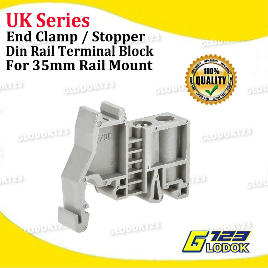 Stopper Terminal Block Blok Din Rail End Clamp 2 Screw Baut 35 Mm E/UK