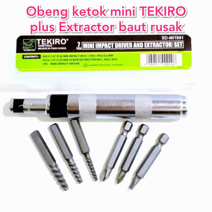 obeng ketok mini TEKIRO and extractor baut rusak obeng getok tekiro