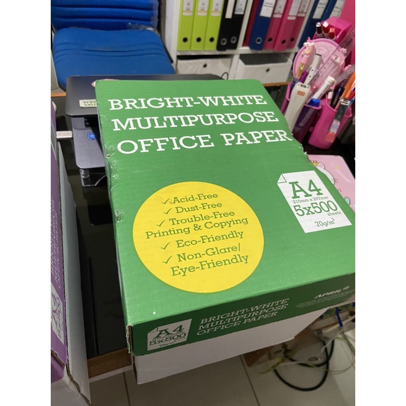 Kertas HVS A4 70gr 1Dus isi 5 Rim merk bright white mutipurpose office paper