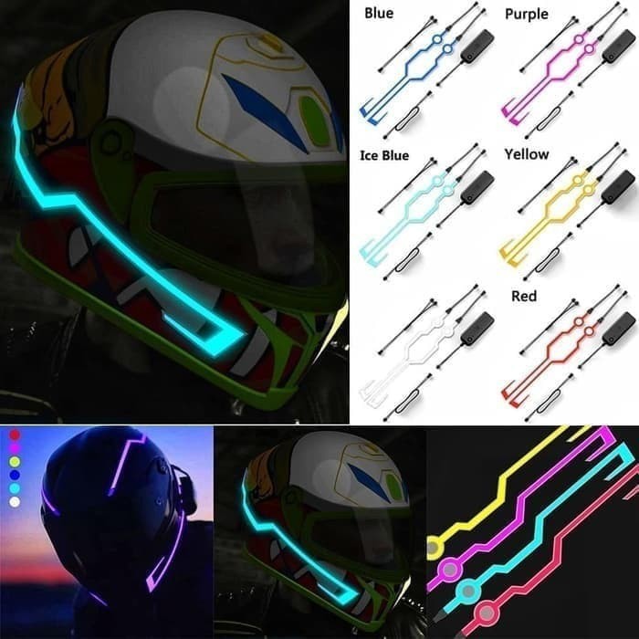 Helm Lampu LED Sein Strip Tahan Air untuk Motor universal Set Stiker Lampu Led Strip Helm Motor Safety Warning Malam Helmet tron