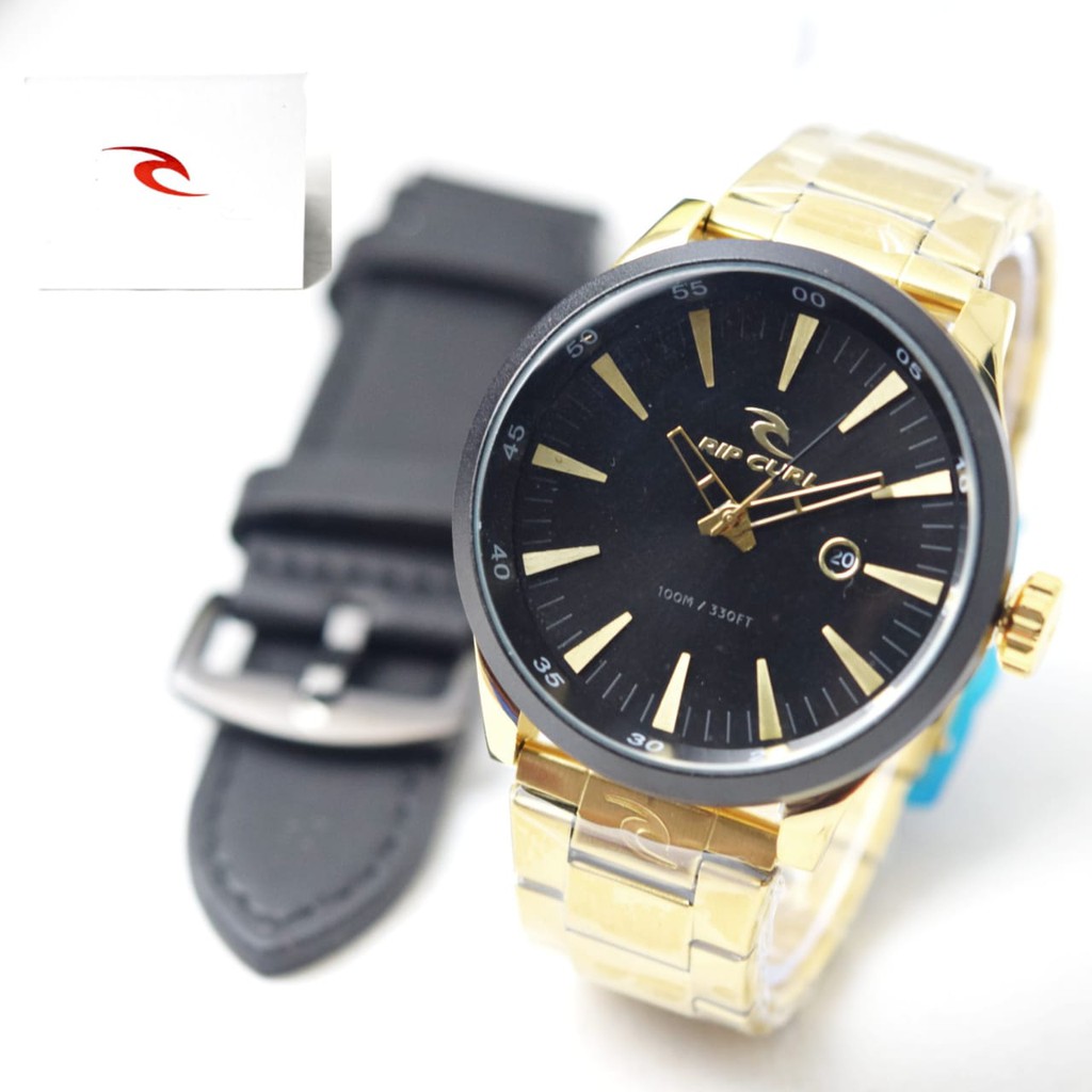 JAM TANGAN KEREN PRIA RIPCURL TANGGAL AKTIF FREE TALI KULIT