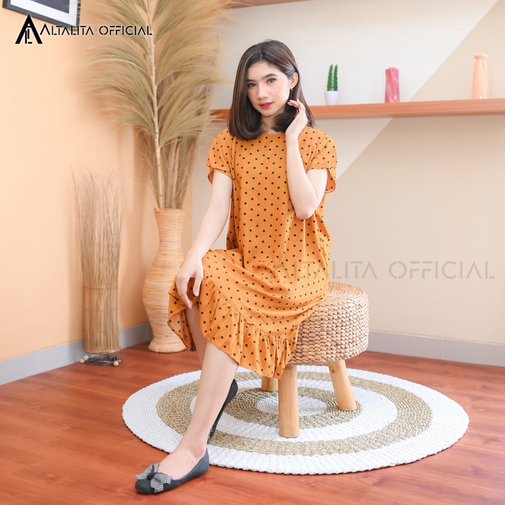 Daster Viral Ruffle Busui Friendly Resleting Depan Lengan Pendek | Daster Kekinian Busui Murah | Daster Rayon Busui Motif Terbaru Panjang Selutut