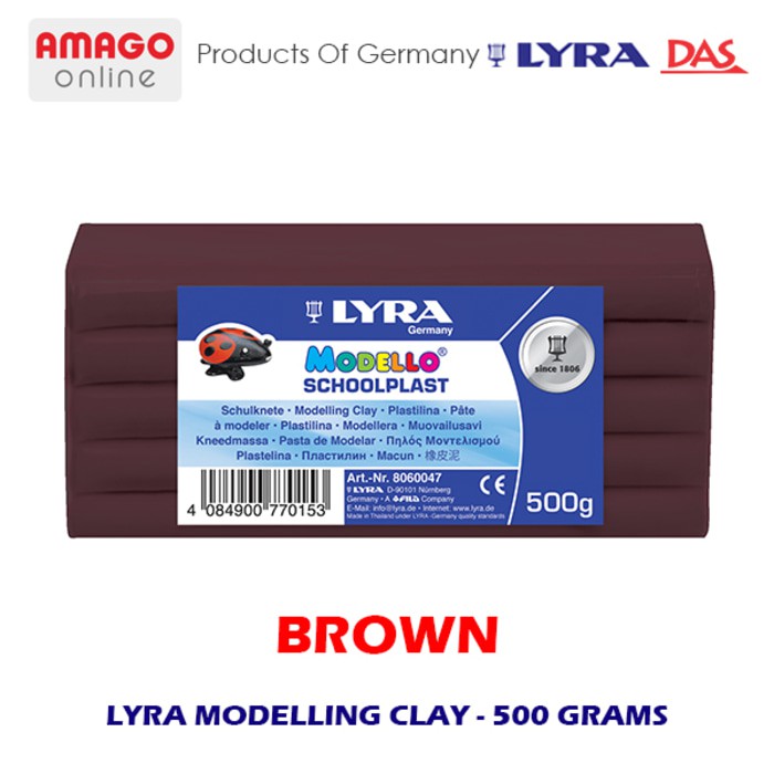 Lilin Mainan LYRA Modelling Clay - LYRA Modello Schoolplast - 500 gram - warna Brown - 8060076