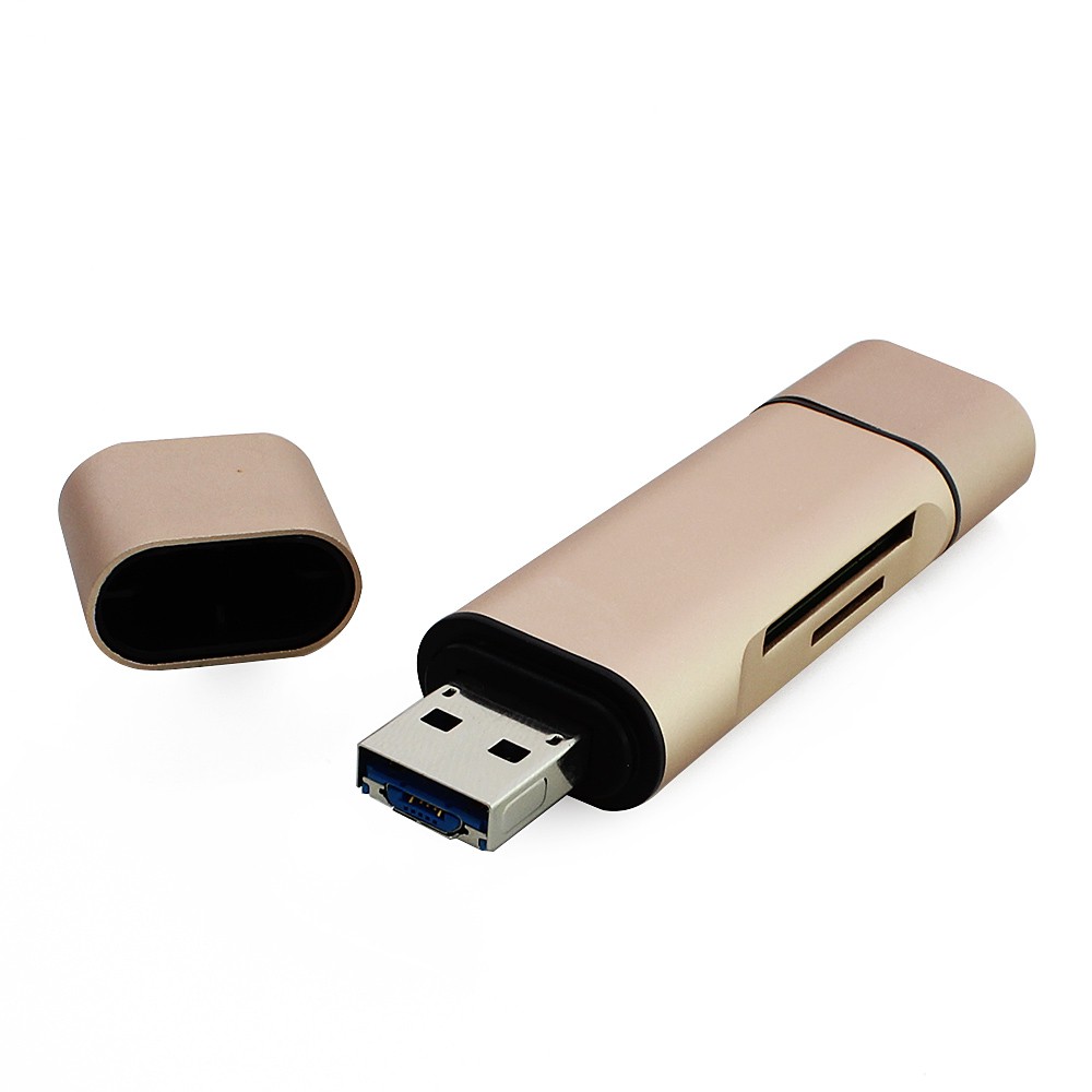 OTG 3 in 1 Smart Card Reader USB 3.0 Type C Combo - OMSCNFGD Golden