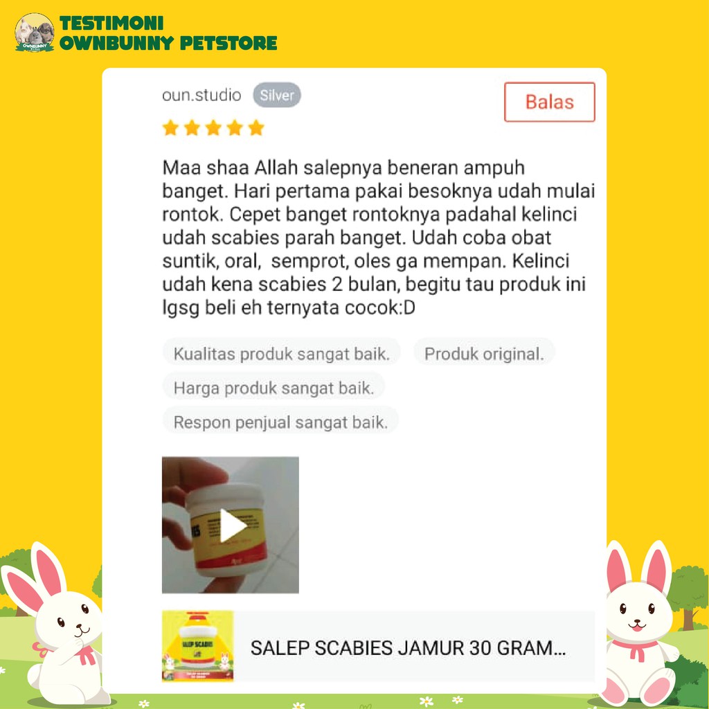 SALEP SCABIES JAMUR 30 GRAM OBAT JAMUR KELINCI AMPUH