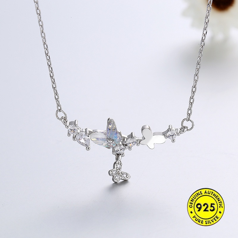 Kalung Desain Kupu-Kupu Bahan S925 Silver Untuk Wanita