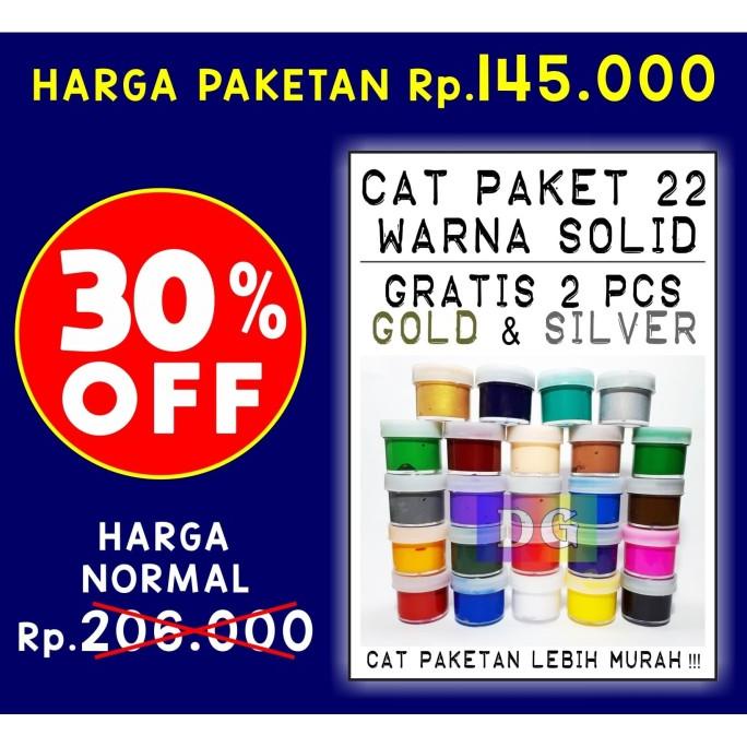 22 Warna Paket - Cat Tekstil / Lukis Utk Kaos / Kanvas / Tas / Sepatu Terbaru