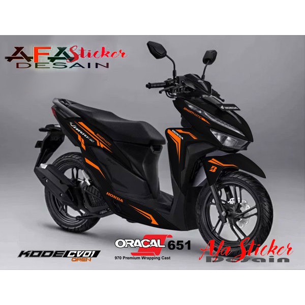 Stiker Motor - Cutting Sticker - Stiker Vario -  for HONDA NEW VARIO  125 -150 orange