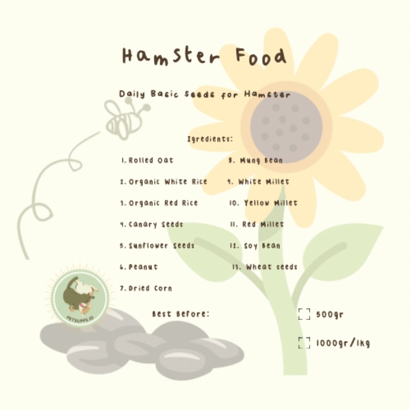 [TANPA PELET] Makanan hamster regular 1kg