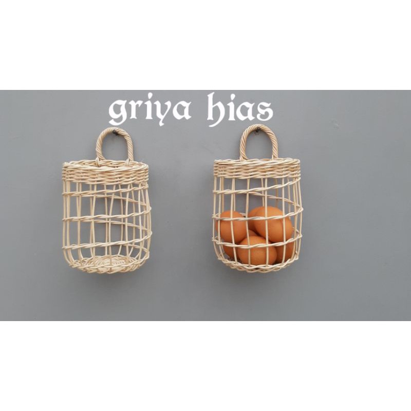 keranjang rotan estetik / cover pot / pot bunga / pot gantung mini / keranjang telur / tempat bawang