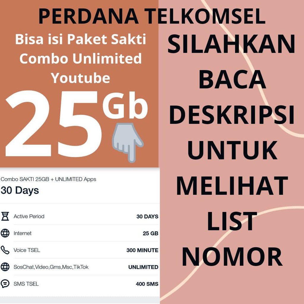Perdana Telkomsel sakti combo 25gb unlimited