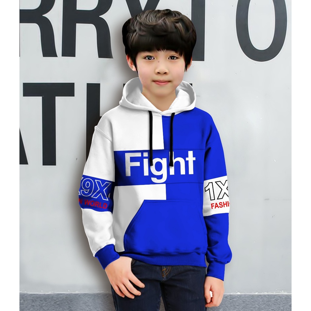 Jaket Anak Laki Laki/Jaket Anak Terbaru/Hoodie Anak Fight  Gaming Bahan Fleece Tebal 4-11 TAHUN