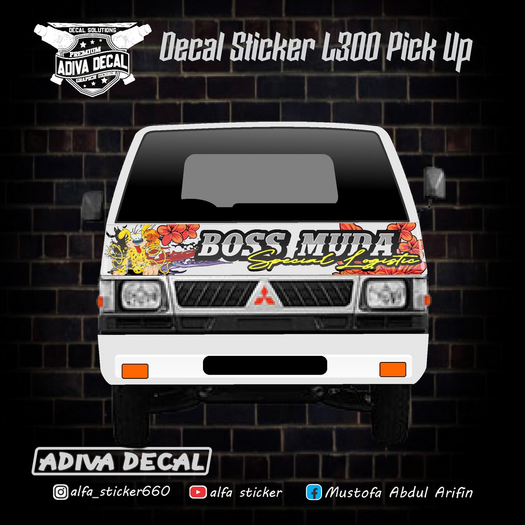STICKER KABIN DEPAN L300 - STIKER PICK UP L300 KABIN DEPAN BOSS MUDA
