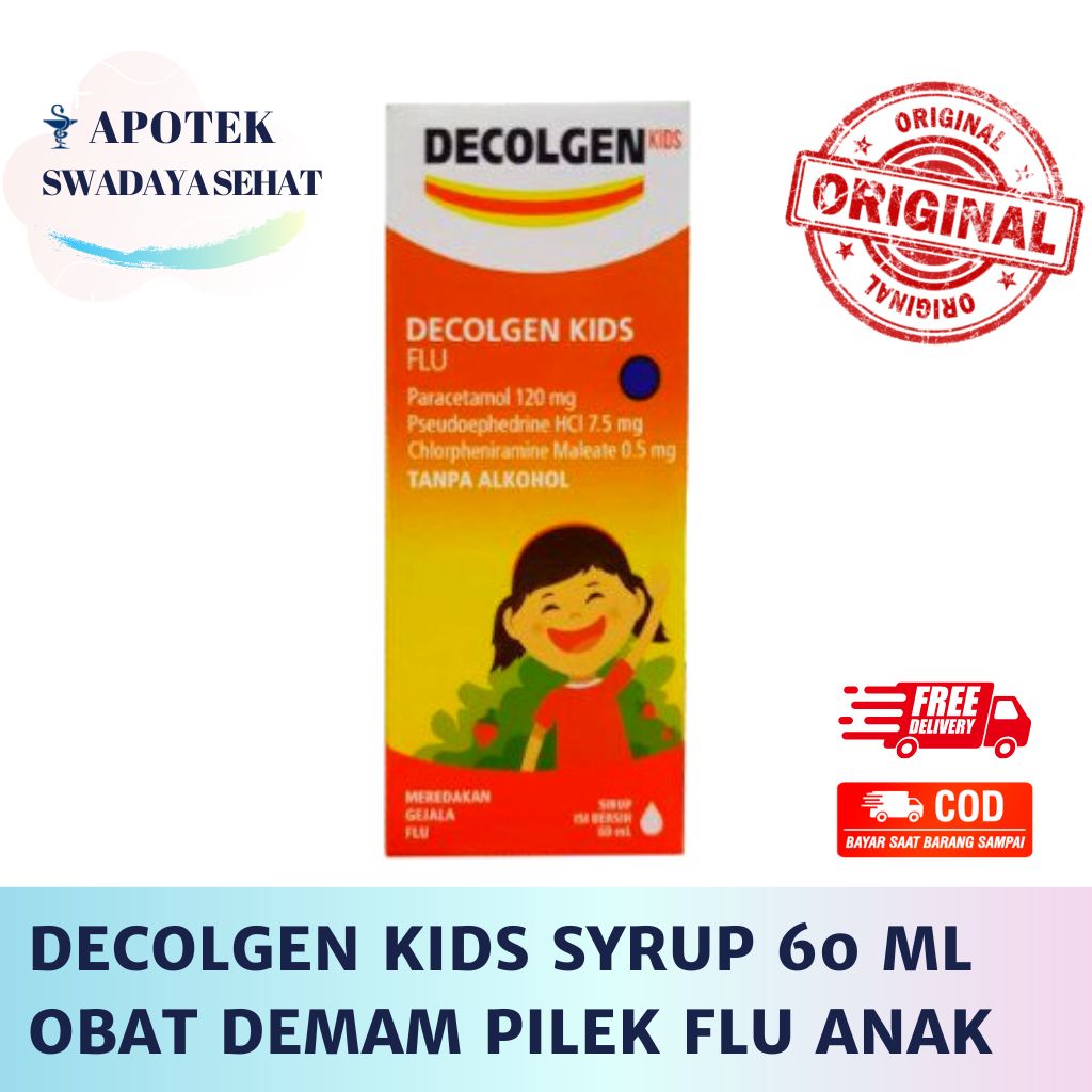 DECOLGEN KIDS FLU Syrup 60 ML - Dekolgen Obat Demam Panas Flu Pilek Anak Kid Sirup