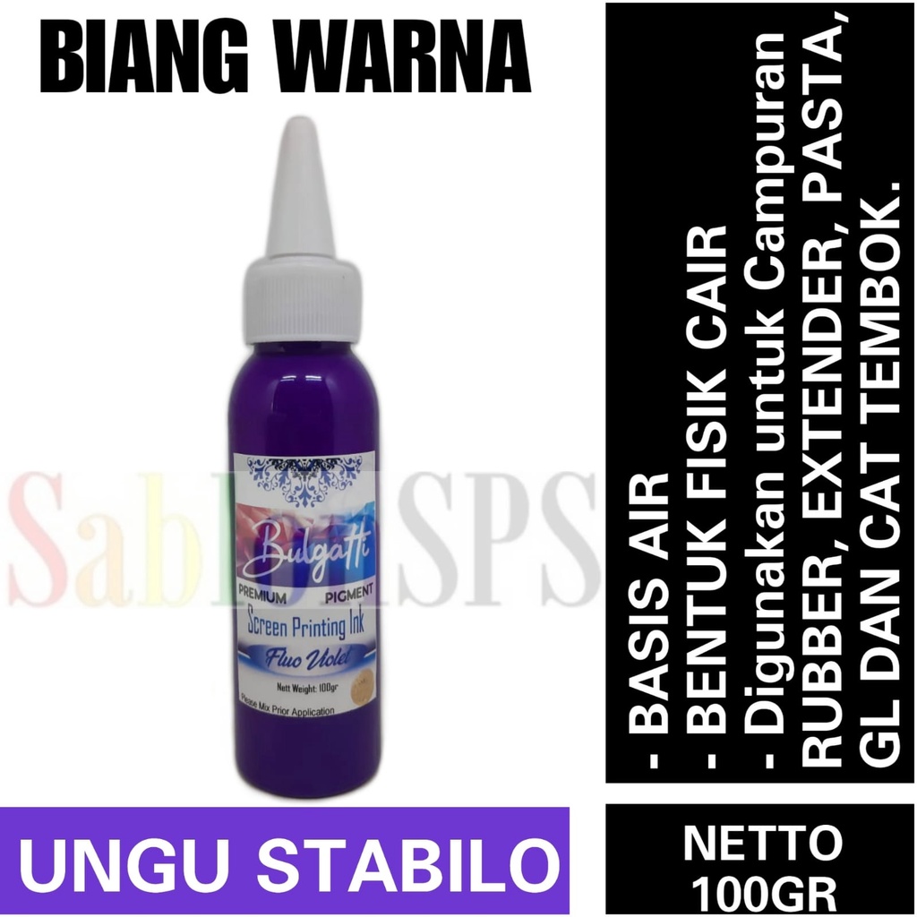 Biang Warna Sablon Flo Violet Pigmen Bulgatti Ungu Stabilo