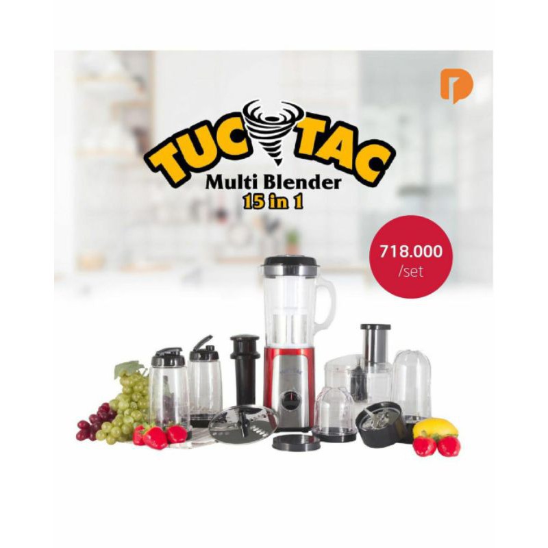 TUC TAC 15 in 1 BLENDER MULTIFUNGSI PISAU TITANIUM KAKI STAINLESS STEEL
