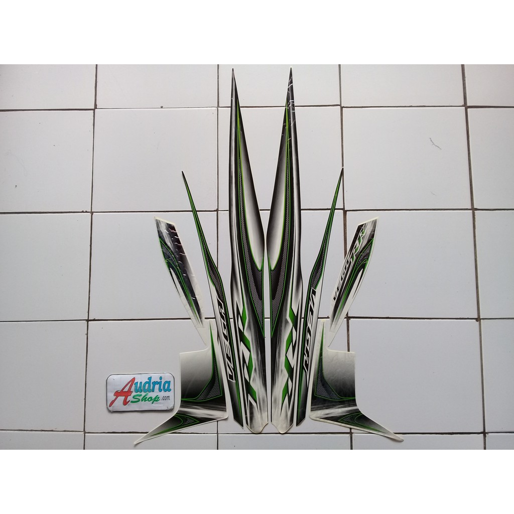 Stiker Striping Motor Yamaha Vega RR 2013 Putih-Hijau