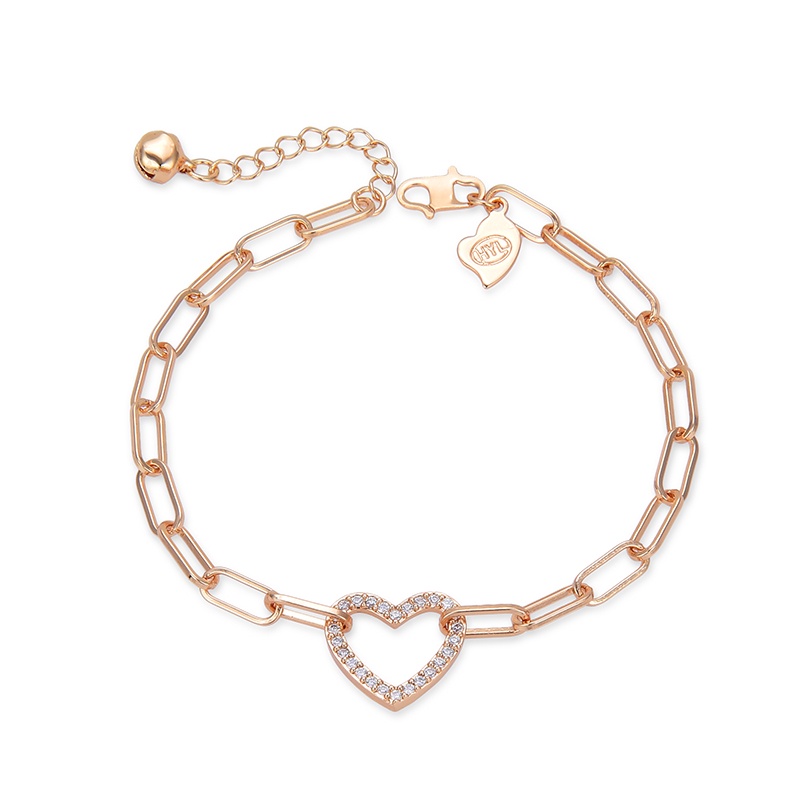 COD Gelang titanium lapis emas bola kristal berlian xuping Perhiasan perak 07b-112B-Emas