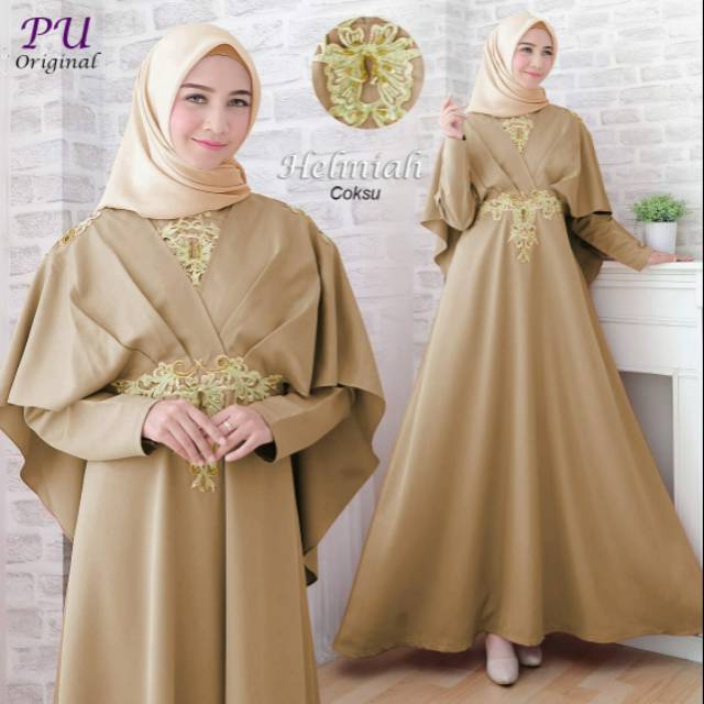 Helmiah Maxy, GAMIS PESTA WANITA MUSLIM CANTIK BAHAN MOSCREPE IMPORT LD 104 TERMURAH TERLARIS