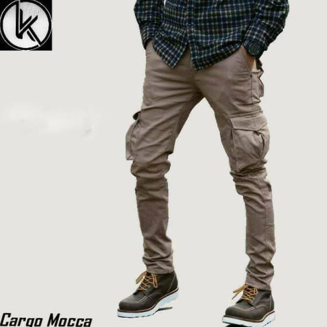 Kaob Celana Cargo Pria Pdl Panjang Slimfit - Navy, 27 Tb4P