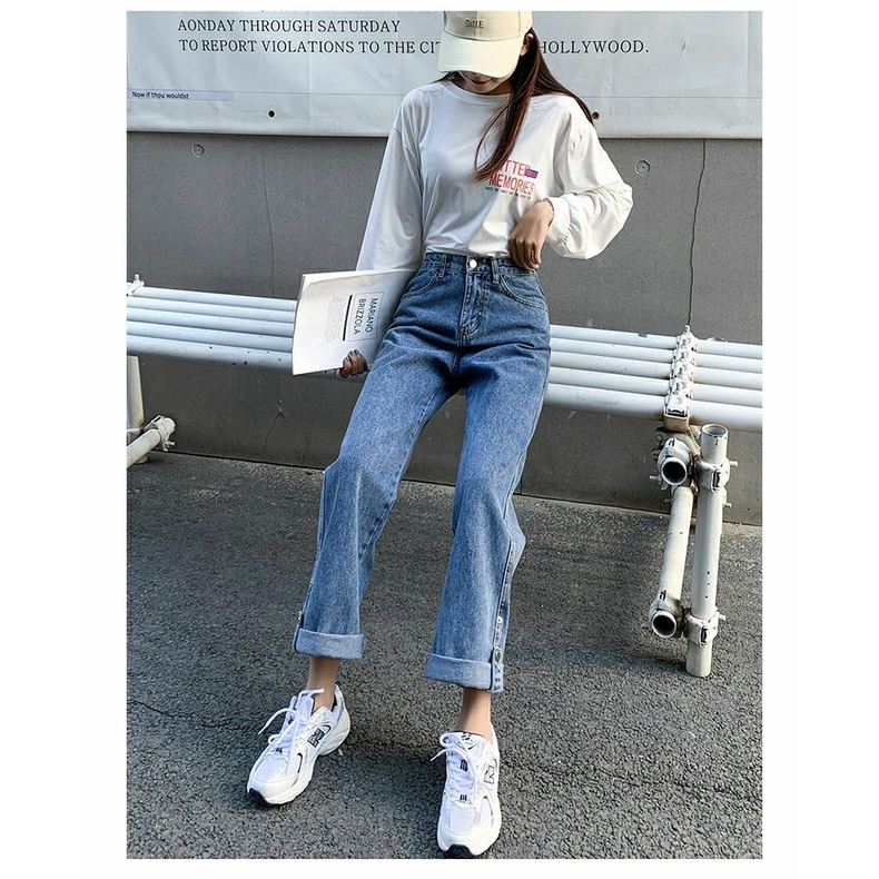 COD bf highwaist HW Jeans Wanita Celana Jeans Gaya Korea Boyfriend Jeans 2023