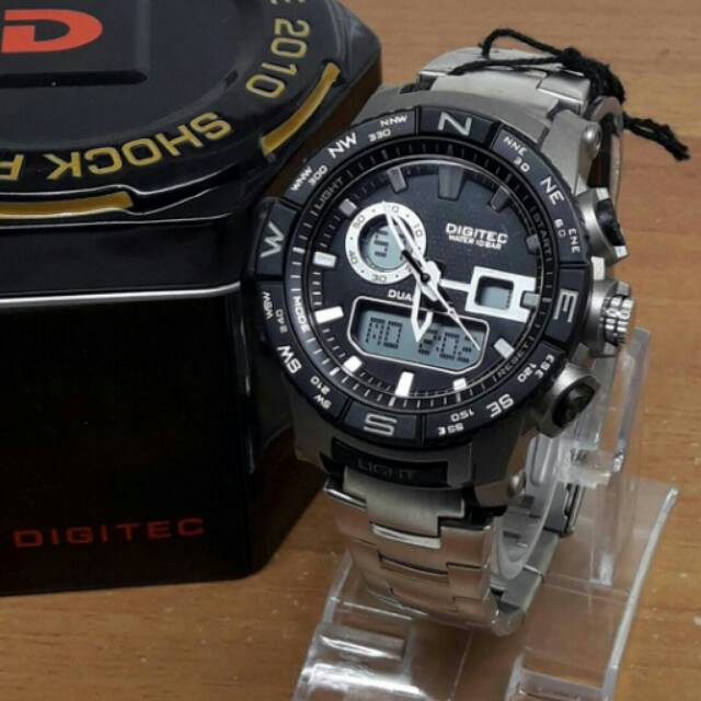 Jam Tangan Sport Digitec DG-3030T Double Time Original Silver White