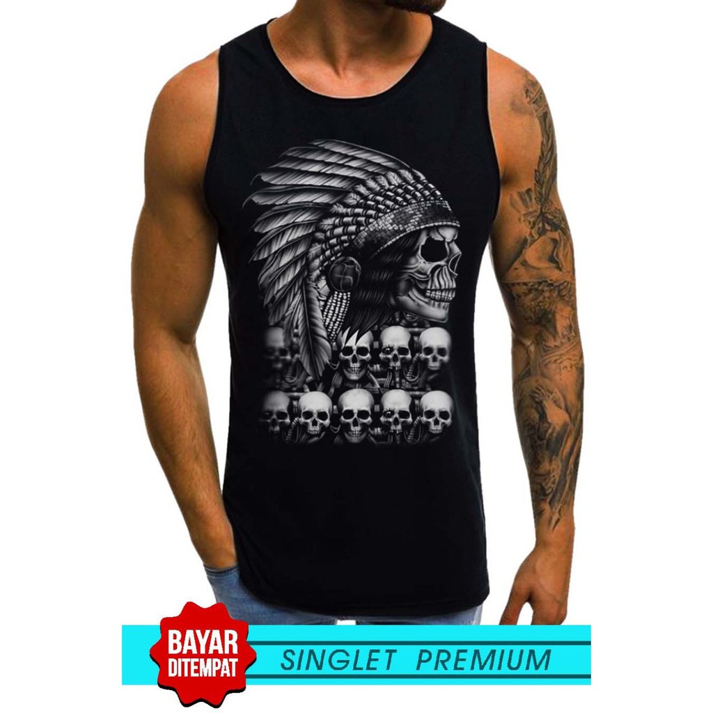 SINGLET LEKBONG PRIA (TENGKORAK 1) / SINGLET LEKBONG GYM /LEKBONG / SINGLET/KAOS DALAM PRIA/KUTANG