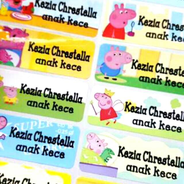 

Label nama anti air stiker waterproof Peppa Pig