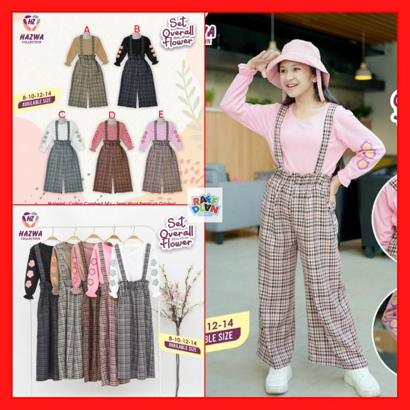 HAZWA SET OVERALL KULOT ANAK PEREMPUAN SETELAN  BAJU KODOK JUMPSUIT PANJANG WANITA TANGGUNG JUNIOR T