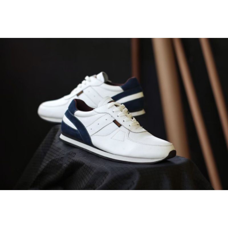 WOLF x CEVANY - 100% KULIT ASLI SNEAKERS PRIA KASUAL SPORTY CEVANY JELLAL PUTIH